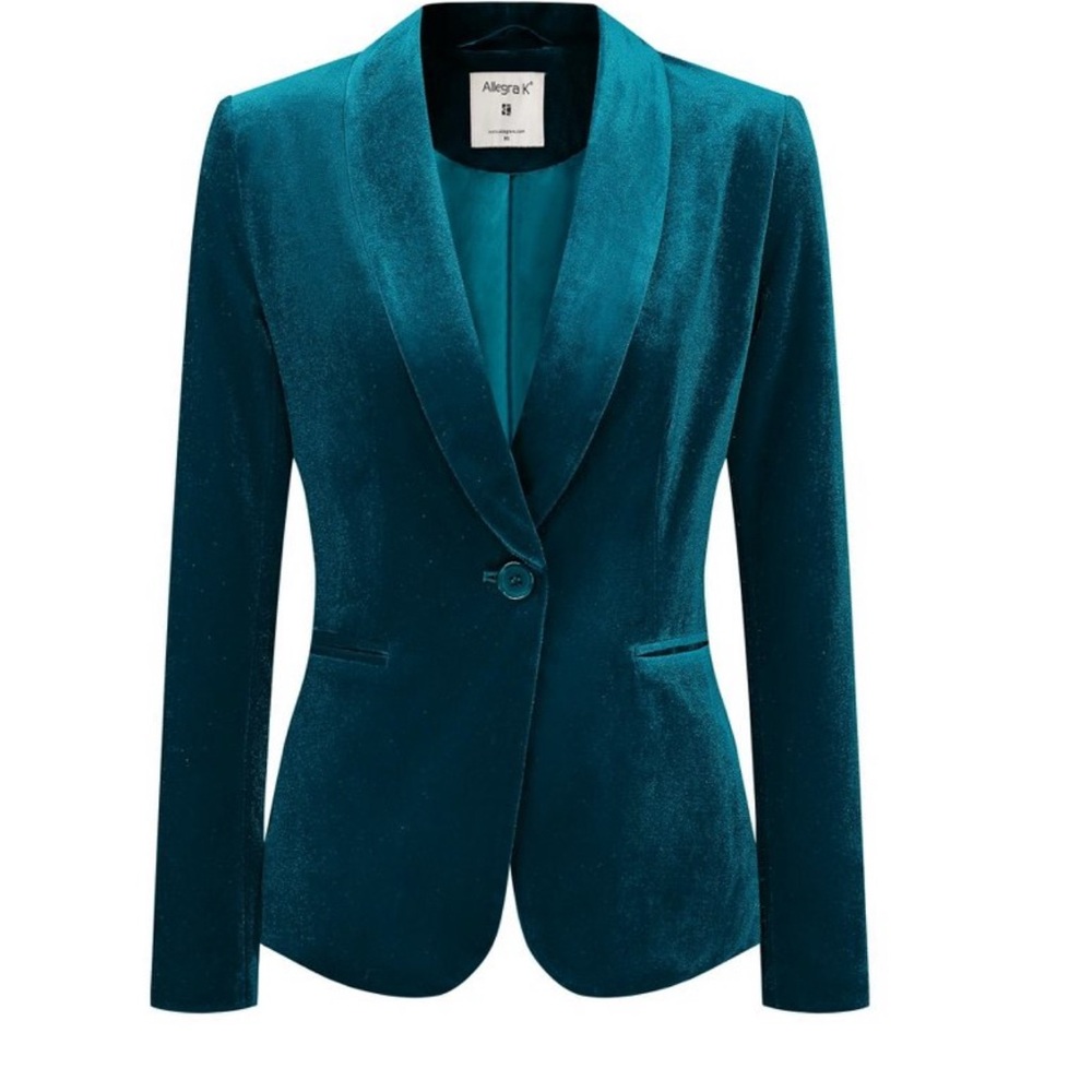 Inspire Chic (from Target) Women’s Velvet Blazer XL Lake Blue